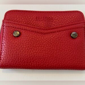 Kenneth Cole reaction red pebble leather zip around wallet